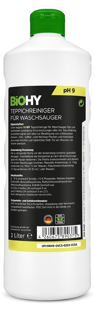 BiOHY Teppichreiniger für Waschsauger + Dosierer, Produktbild 