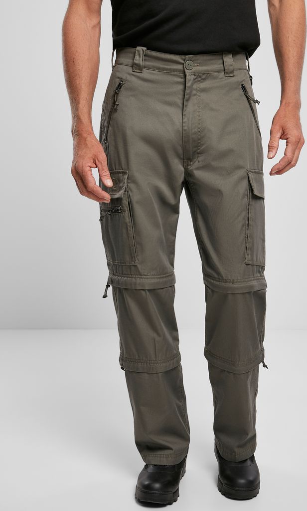 A man wearing zip-off cargo pants.