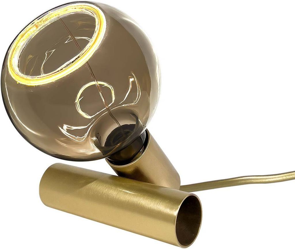 Tischlampe Messing massiv E27 8 cm in Bronze hell Modern Tischleuchte