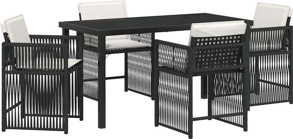vidaXL Garten Essgruppe 5 pcs Schwarz Poly-Rattan