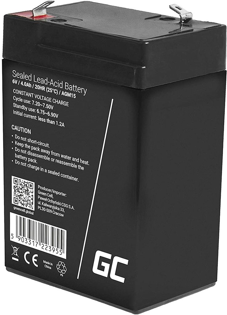 Green Cell® AGM 6V 4Ah Akku VRLA Blei-Batterie Bleiakku Produktbild 4