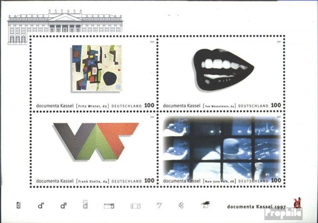 Briefmarken BRD (BR.Deutschland) 1997 Mi Block39 (kompl.Ausgabe) postfrisch 10. documenta Kassel, Bl.39