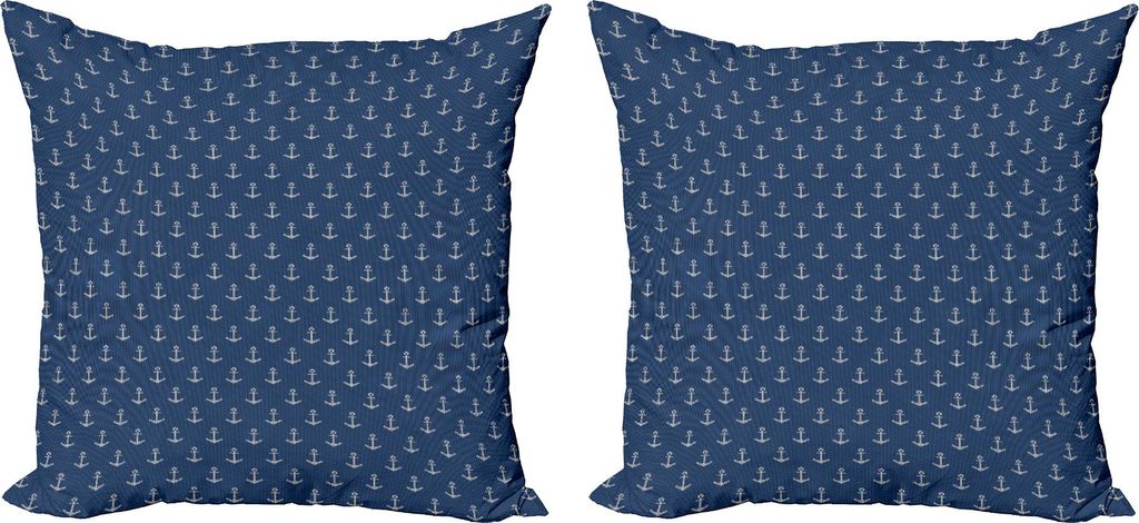 ABAKUHAUS Anker Kissenbezug Set (2Stück), Nordic Strickwaren Thema Retro skandinavischen Winter Mode Muster Hipster Oceanic, 45 x 45 cm, Blau Weiss