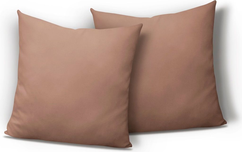 2er Set Mikrofaser Kissenbezug Kissenhülle Kopfkissen Hülle Uni , Größe:40 x 80 cm, Farbe:Beige / Nougat