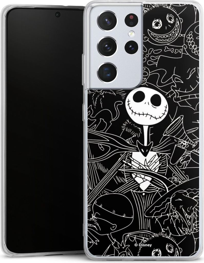 DeinDesign Handyhülle für Samsung Galaxy S21 Ultra 5G Silikon Hülle Case Smartphone Schutzhülle Disney Halloween Nightmare Before Christmas