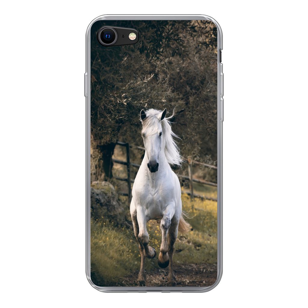 MuchoWow Handyhülle Schutzhülle Hülle für iPhone 8 Pferd - Natur - Schlamm Silikon Softcase Handy Hülle - Schutzhaube