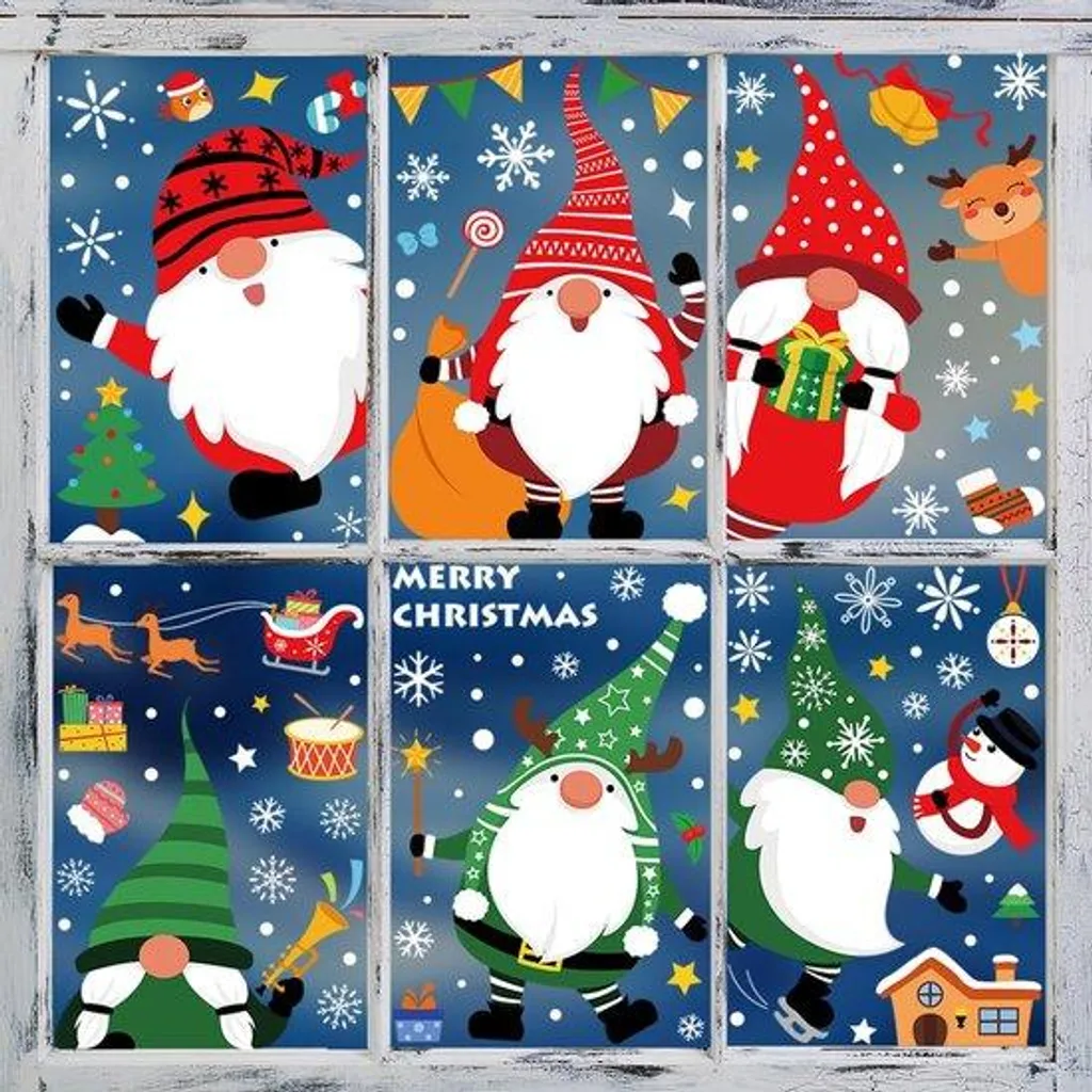 Stickers vitres Noël sans traces, décorations réutilisables grand format