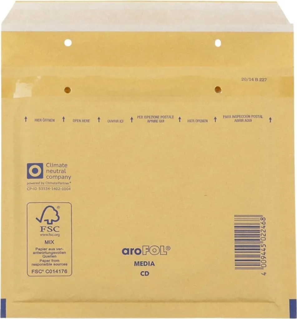 Emballage protection CD 180x165 mm aroFOL bulles pour envoi postal x100