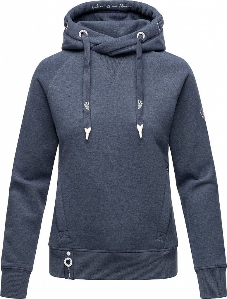 Navahoo Damen Sweatshirt Kapuzenpullover Kapuzen Hoodie Sweater Liebesmäuschen Dusty Blue Melange Gr: 34 - XS