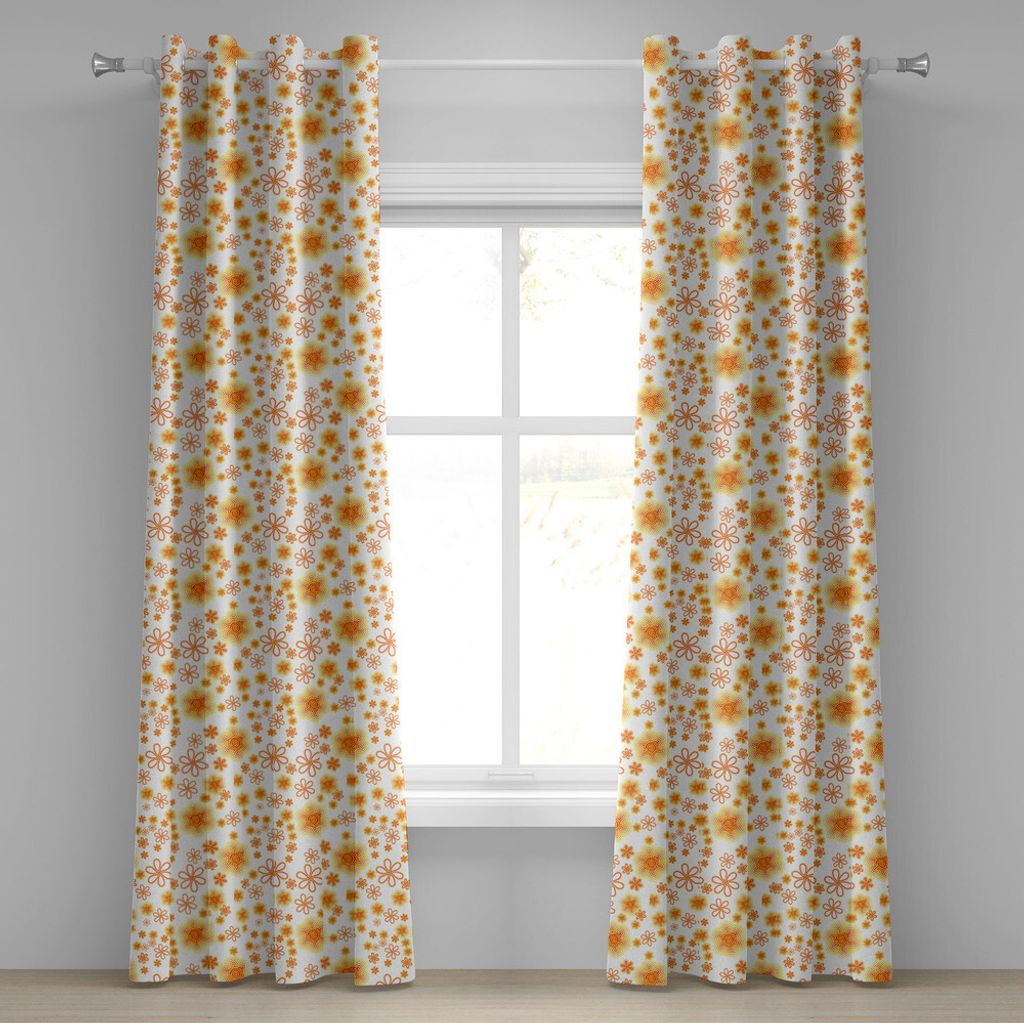 ABAKUHAUS Blumen Ösenvorhang, Doodle-Komposition mit Vintage Inspirations Abstract Summer Design, Dekorative 2-Panel-Fenstervorhänge, 280 cm x 24...