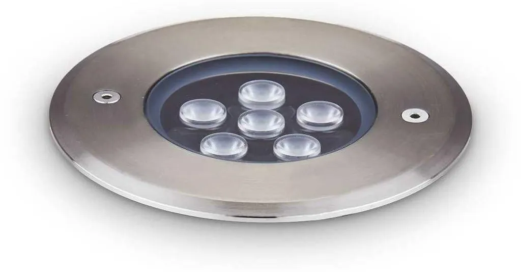 Spot LED IP67 étanche Ideal Lux FLOOR D12 6W 780lm acier 3000K blanc chaud