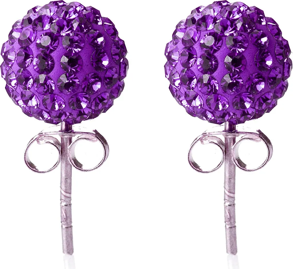 Orecchini Argento 925 Cristallo Viola 9mm - Tendenza Donna 2026