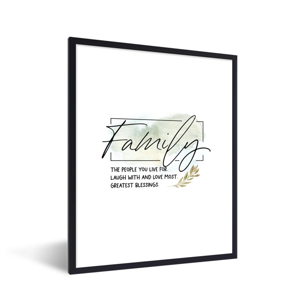 MuchoWow Gerahmtes Poster Zitate - Familie - Sprichwörter 60x80 cm - Poster mit Schwarzem Bilderrahmen Wandposter Rahmen Foto Bilder - Premium -...