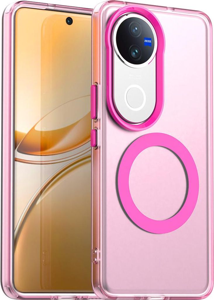 Magnetisch Hülle für Vivo V50, Schlank Durchscheinend Matt Stoßfest Handyhülle Rot