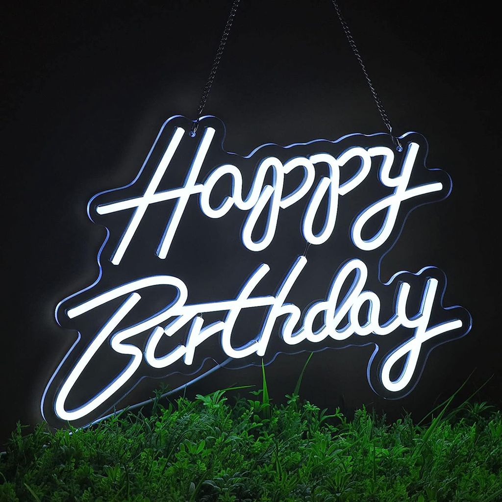 Happy Birthday Geburtstag Party Deko Led Neonlicht Neon Schild Geburtstagsdeko USB Weiß
