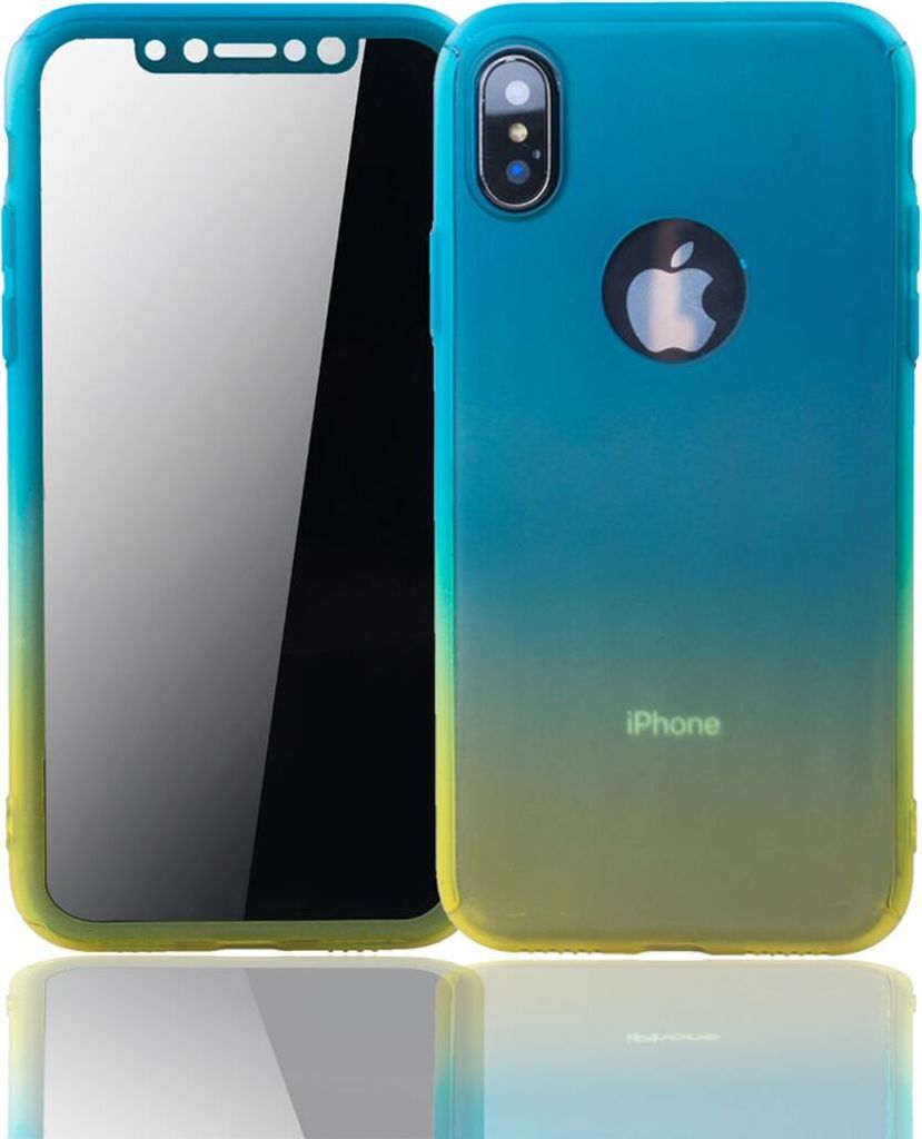 Handyhülle Schutzhülle für Apple iPhone XS Full Case Cover Displayschutz 360 Gelb
