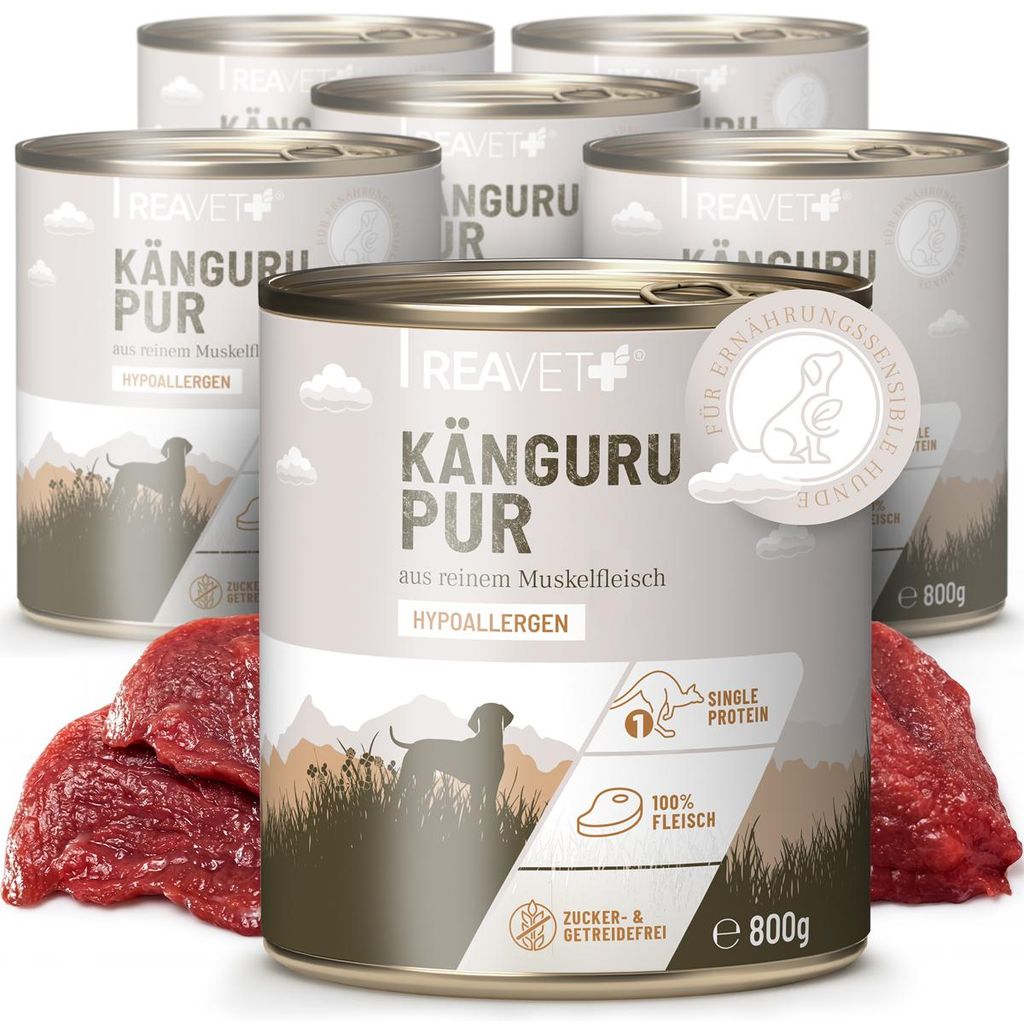 REAVET Hundenassfutter - Känguru PUR 6 x 800g | Reines Produktbild 
