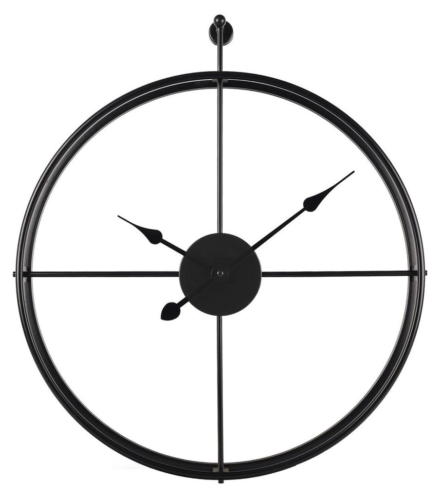 IvoQ Grote industriële wandklok – 60 cm – Zwart metaal – Productafbeelding 