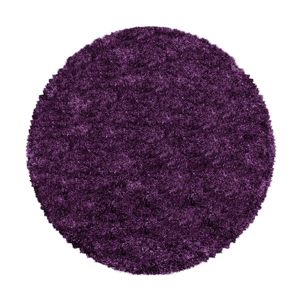 Hochflor Teppich FLUFFY Violett 80 cm Rund