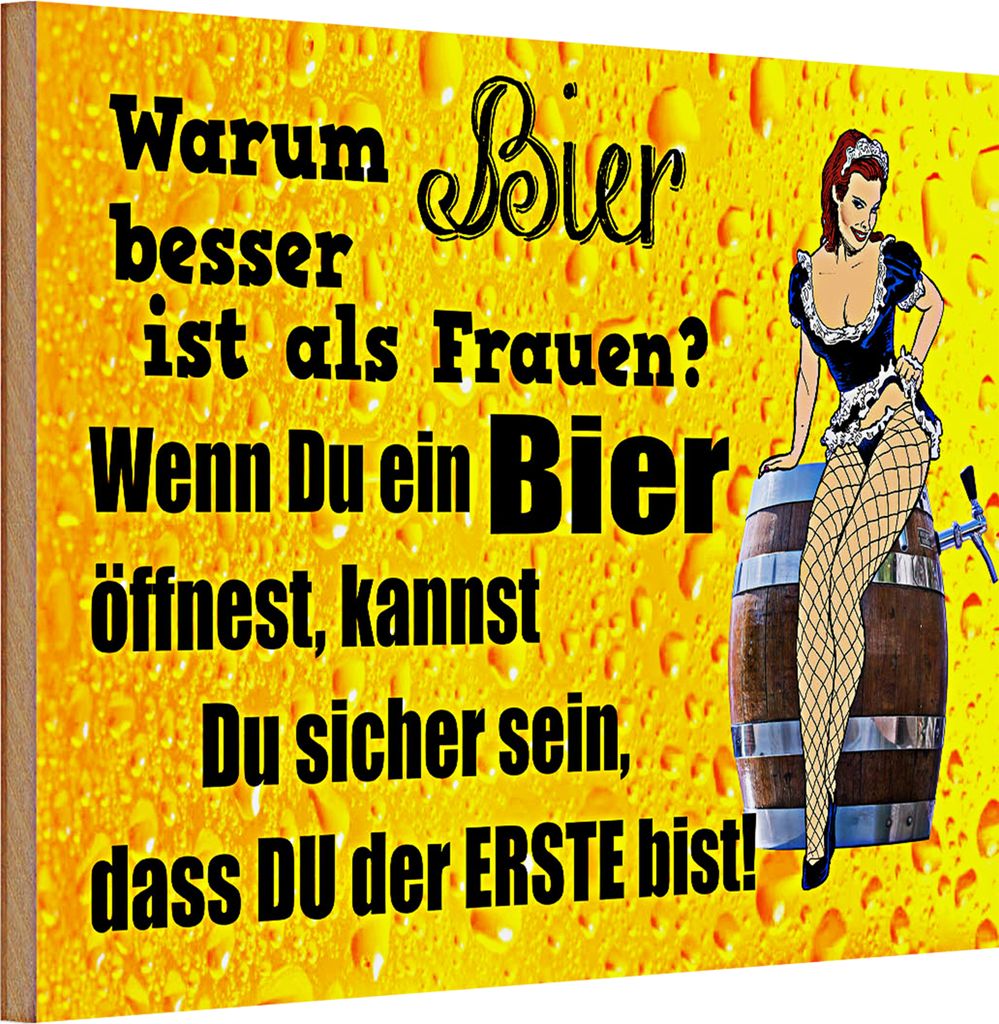 Holzschild Spruch Pinup 30x20cm Warum Bier besser ist als Frauen