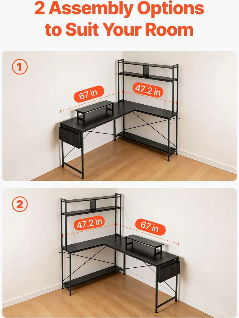 Bureau gaming en L 170 cm robuste avec support CPU et charge de 68 kg - 5