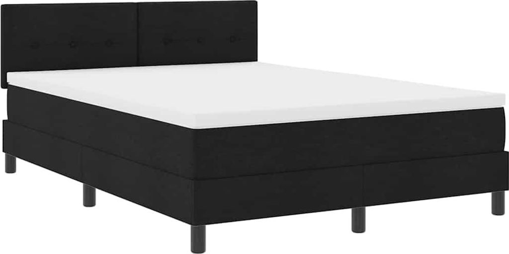 vidaXL Boxspringbett mit Matratze mit LED Schwarz 140 x 200 cm Stoff