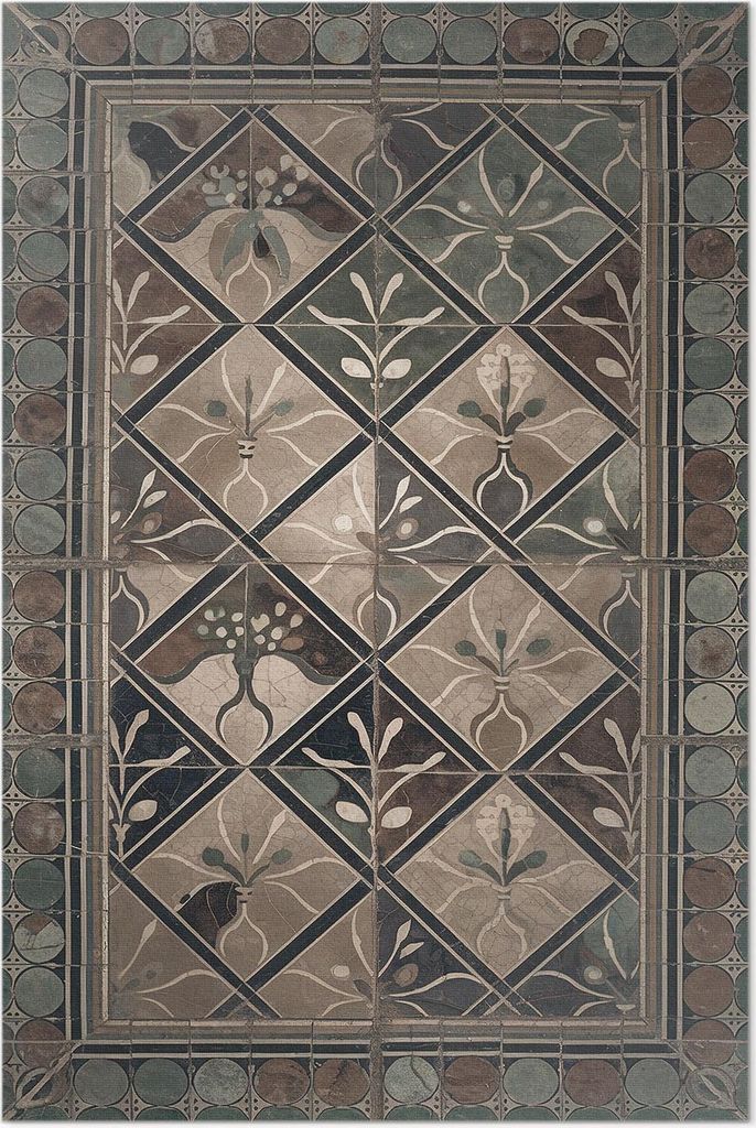 Elegante Geometrie auf Vintage-Fliesen – Vinyl Fußmatte – 80x120 cm – Rutschfest, Pflegeleicht & Langlebig