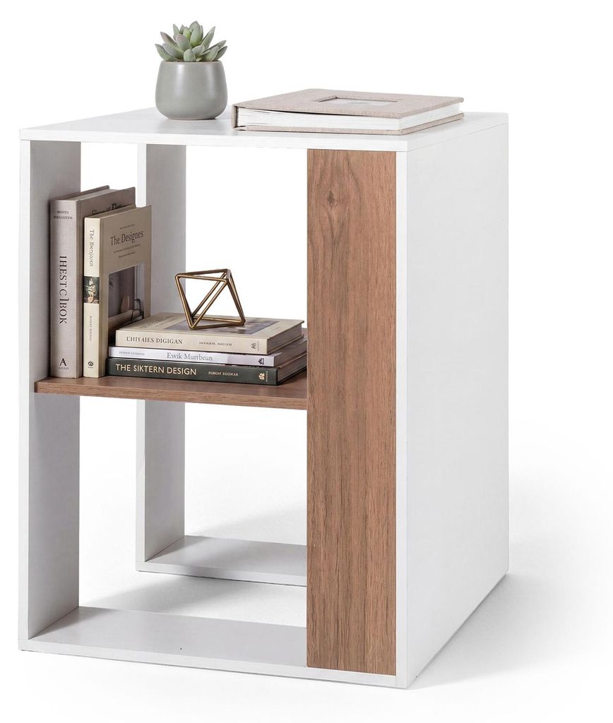COSTWAY Beistelltisch aus Holz, Nachttisch mit 2 Ebenen, Produktbild 