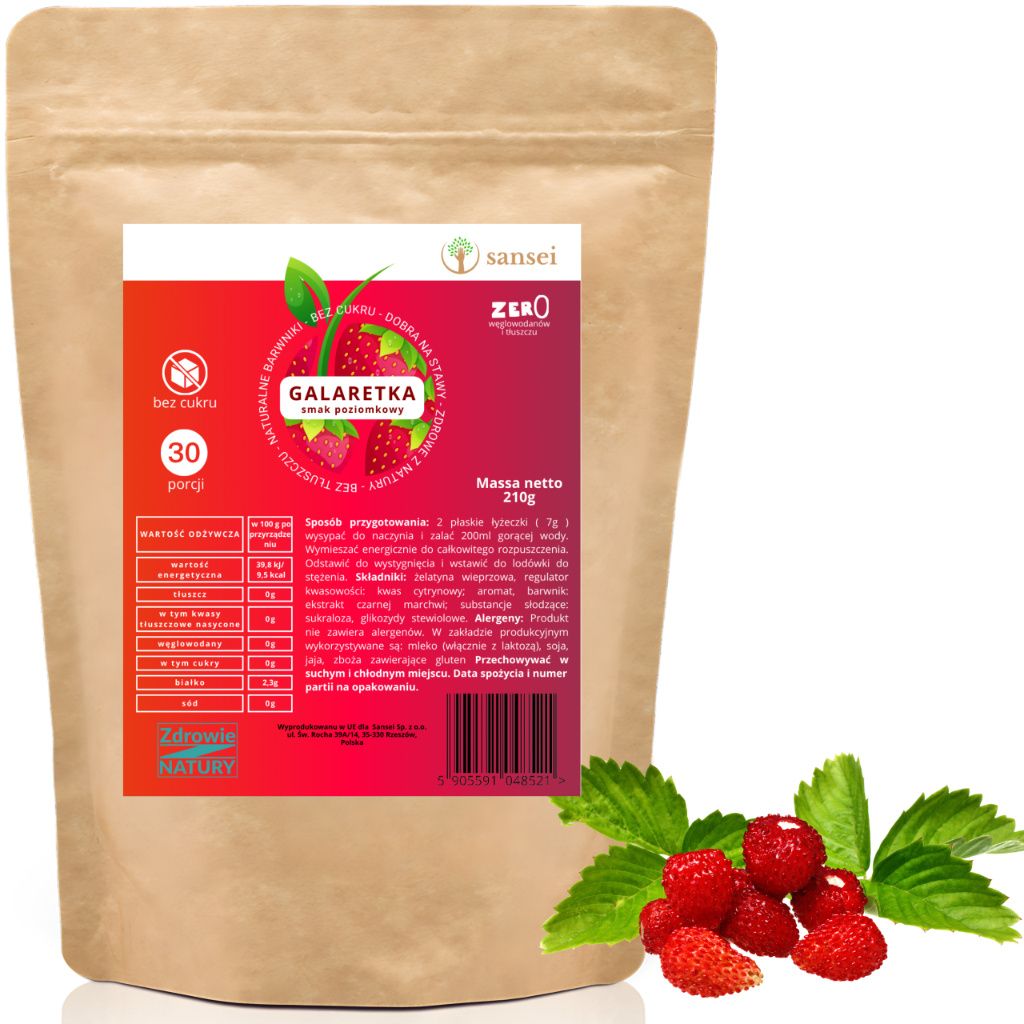 GALARETKA BEZ CUKRU 210g NISKOKALORYCZNA POZIOMKA SANSEI - Zdjęcie produktu 
