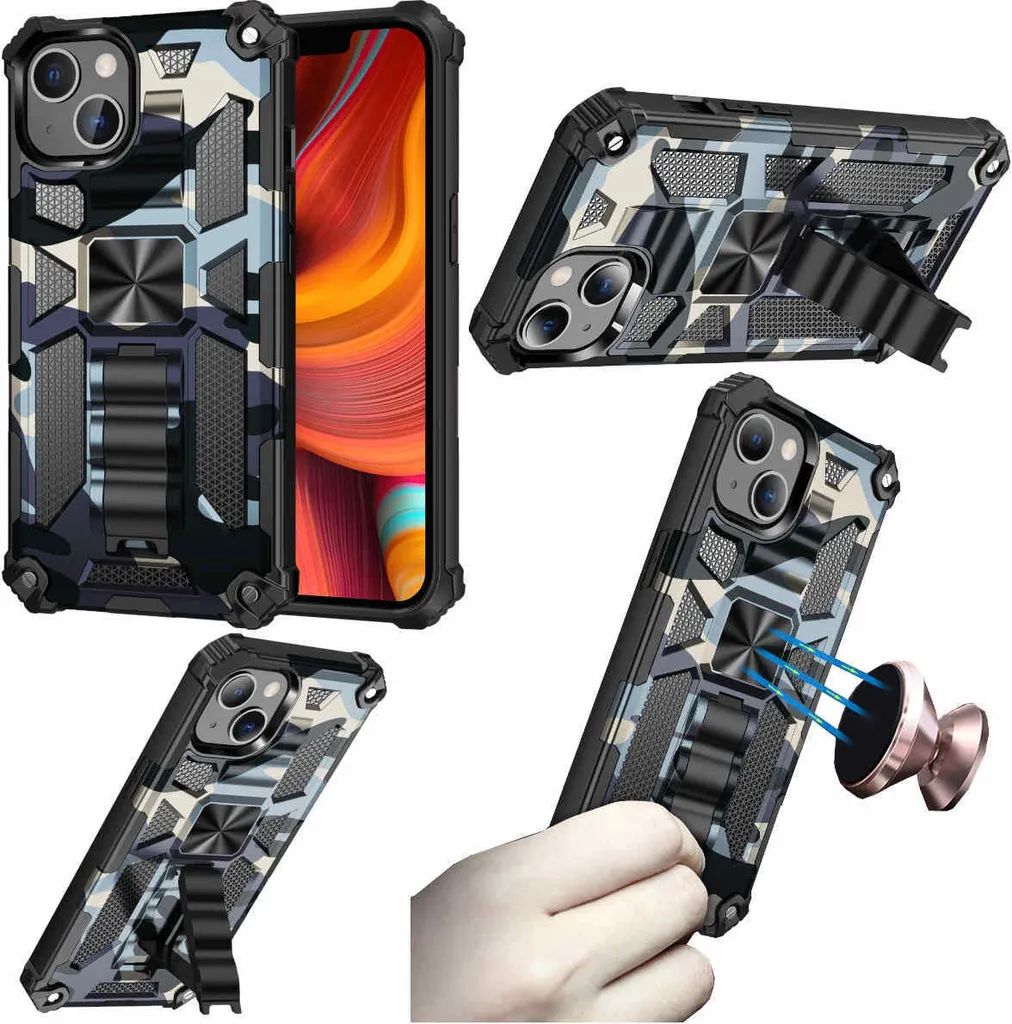 Custodia iPhone 13 Mini Navy Blue Camouflage - Protezione Militare TPU