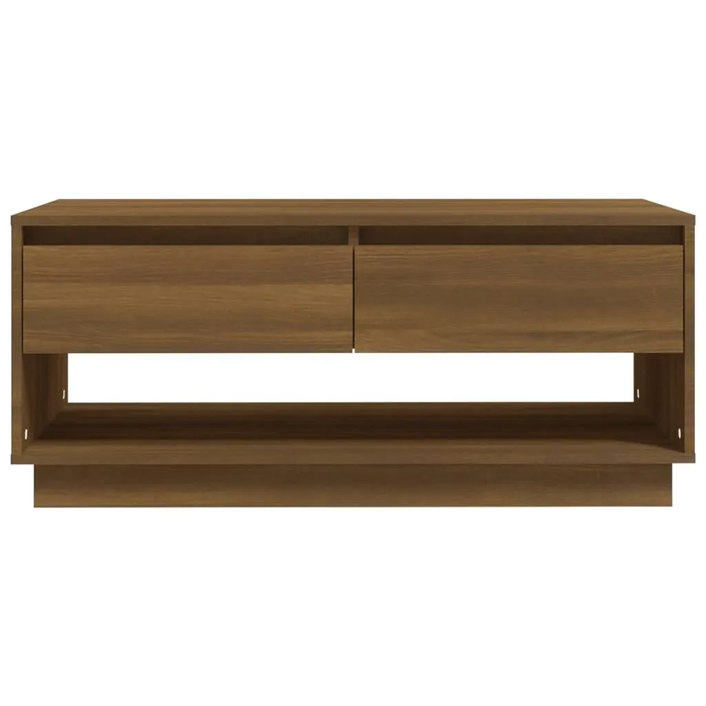 Petite Table Basse Facile à Nettoyer Aspect Chêne Marron 102x55 cm Bois - 5