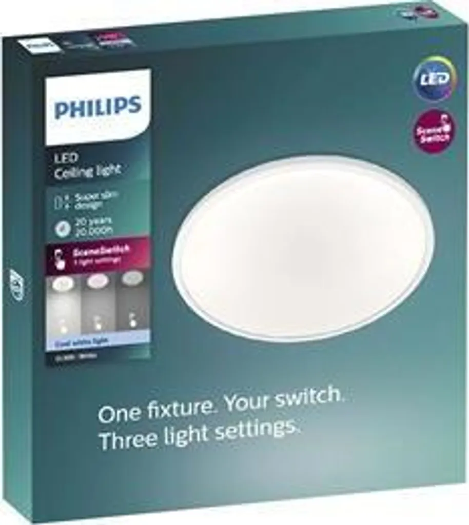 Philips Fonctionnel Plafonnier LED 30cm Blanc pour Eclairage Plafond - 9