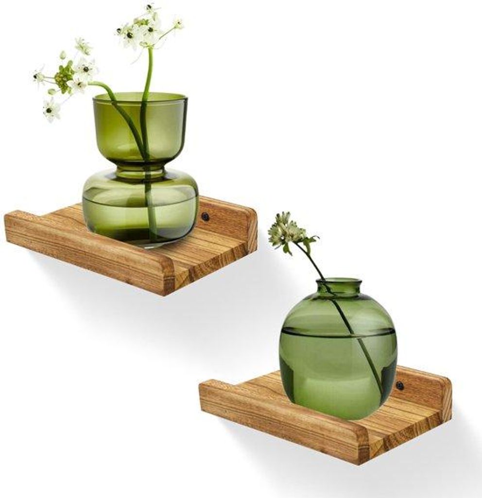 Unyqoos Kompakte Wandregale Set aus 100% Paulownia-Holz für dekorative Aufbewahrung im Haus