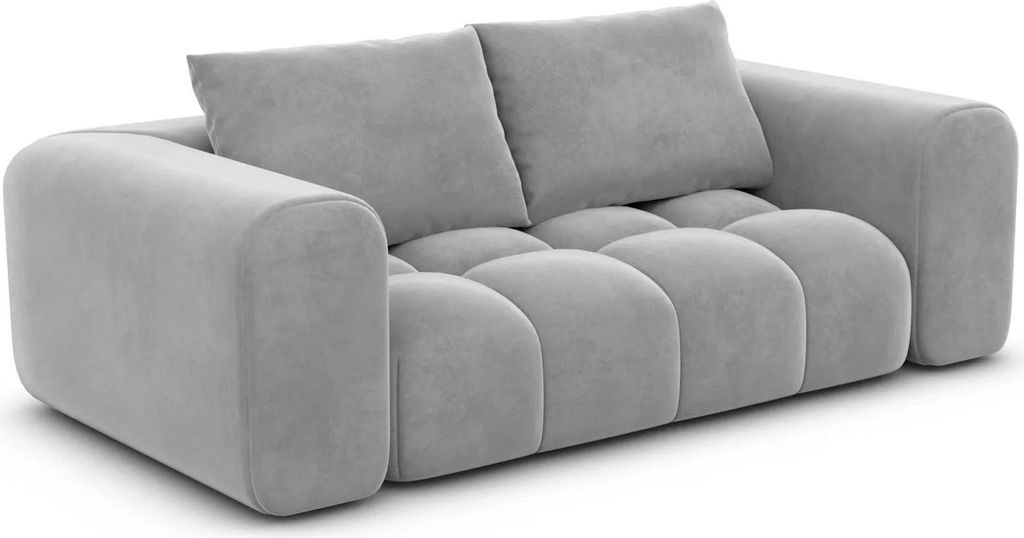 Samtstoff 2-Sitzer Couch Lavera Hellgrau