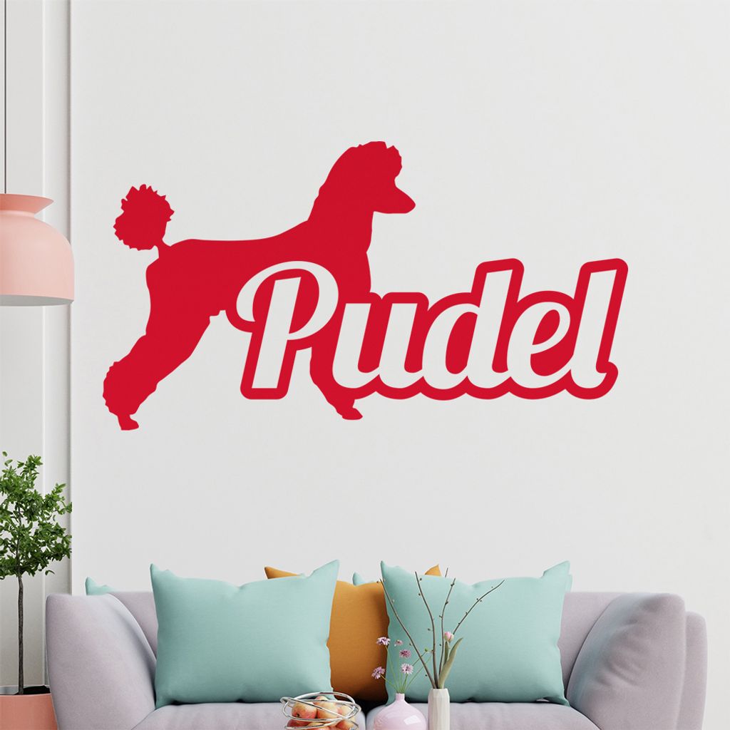 KIWISTAR Pudel mit Name Schrift Silhouette Wandtattoo in 6 Größen - Wandaufkleber Wall Sticker - Dekoration, Küche, Wohnzimmer, Schlafzimmer, Ba...