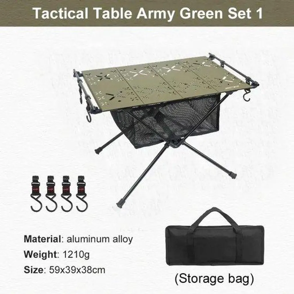 Petite table basse de jardin et camping pliante vert armée nomade