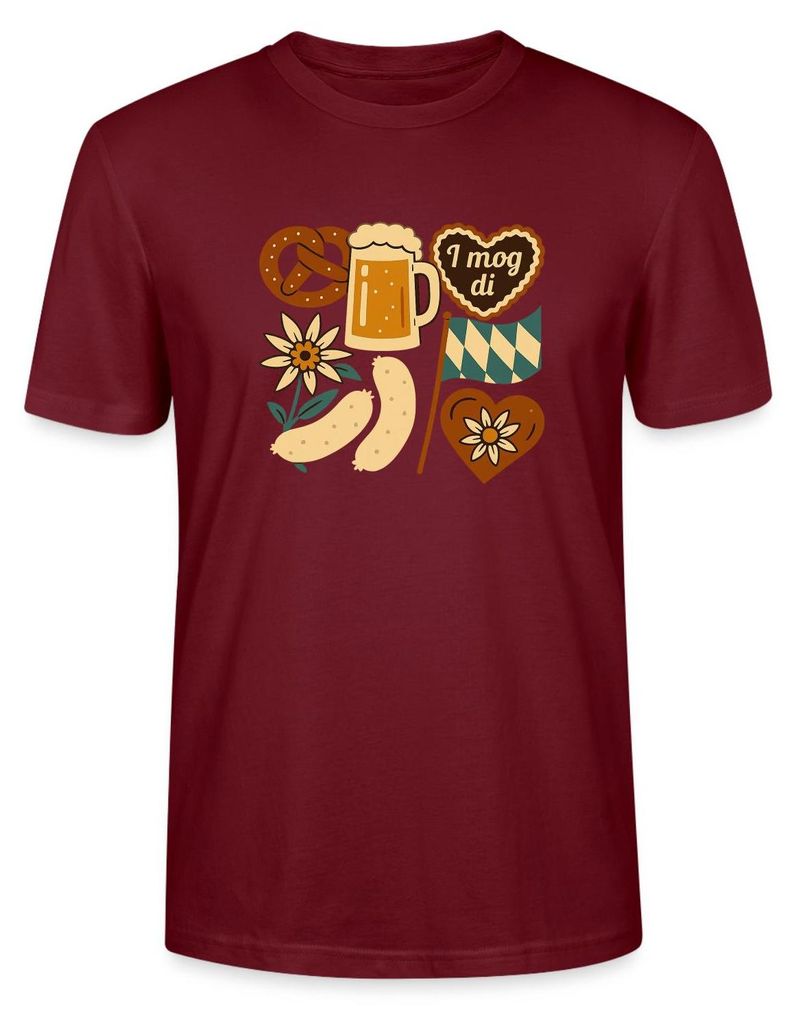 Spreadshirt Bayern Volksfest Trachtenshirt Uni Bio T-Shirt, M, Burgunderrot