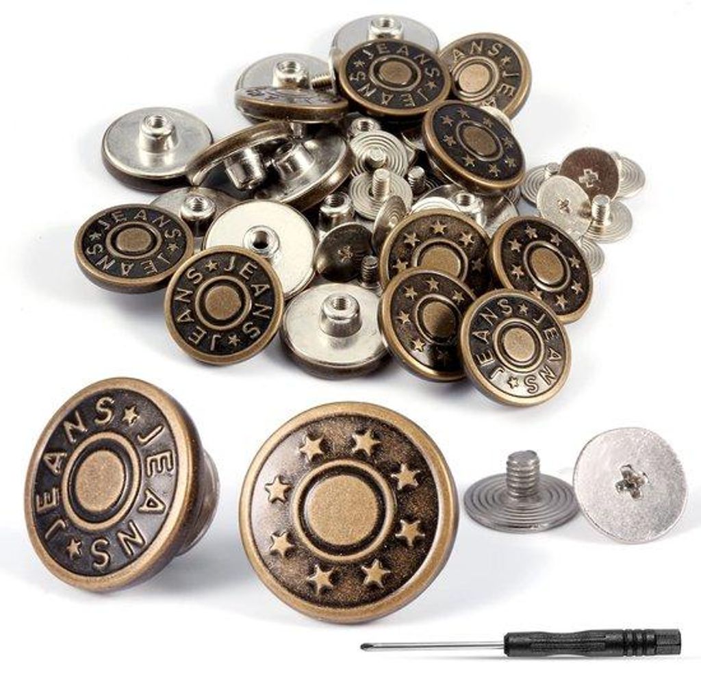 Jeansknopen, bundel van 22 stuks, 17 mm. Jeansknopen zonder Productafbeelding 