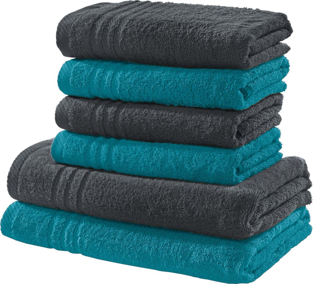 REDBEST Frottier-Set 2-farbig 6-tlg. anthrazit-petrol OneSize