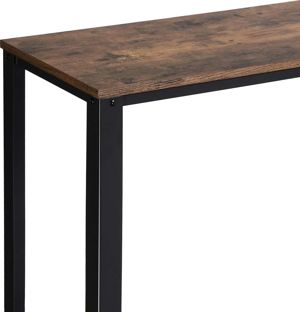 Console industrielle sobre en métal noir et bois clair format compact - 5