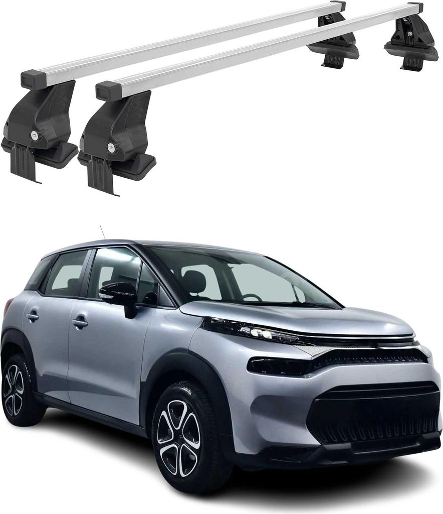 Menabo Dachträger Grundträger für Citroen C3 Aircross 2017-2024 Stahl Grau 2tlg