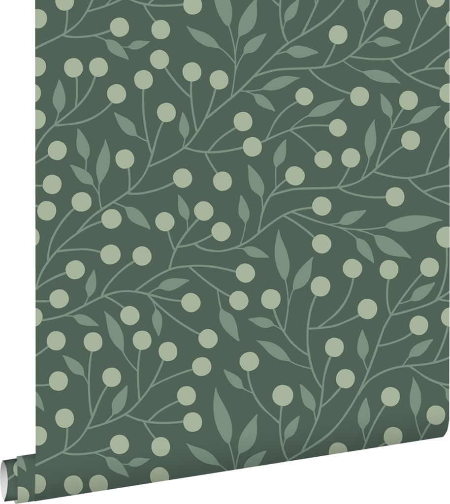 ESTAhome Tapete Blumenmuster Dunkelgrün 50 x 900 cm