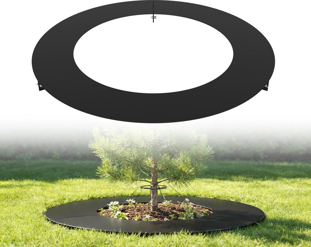 XMTECH Runde Rasenkante Metall Schwarz, Baumring Ø 90 cm Produktbild 