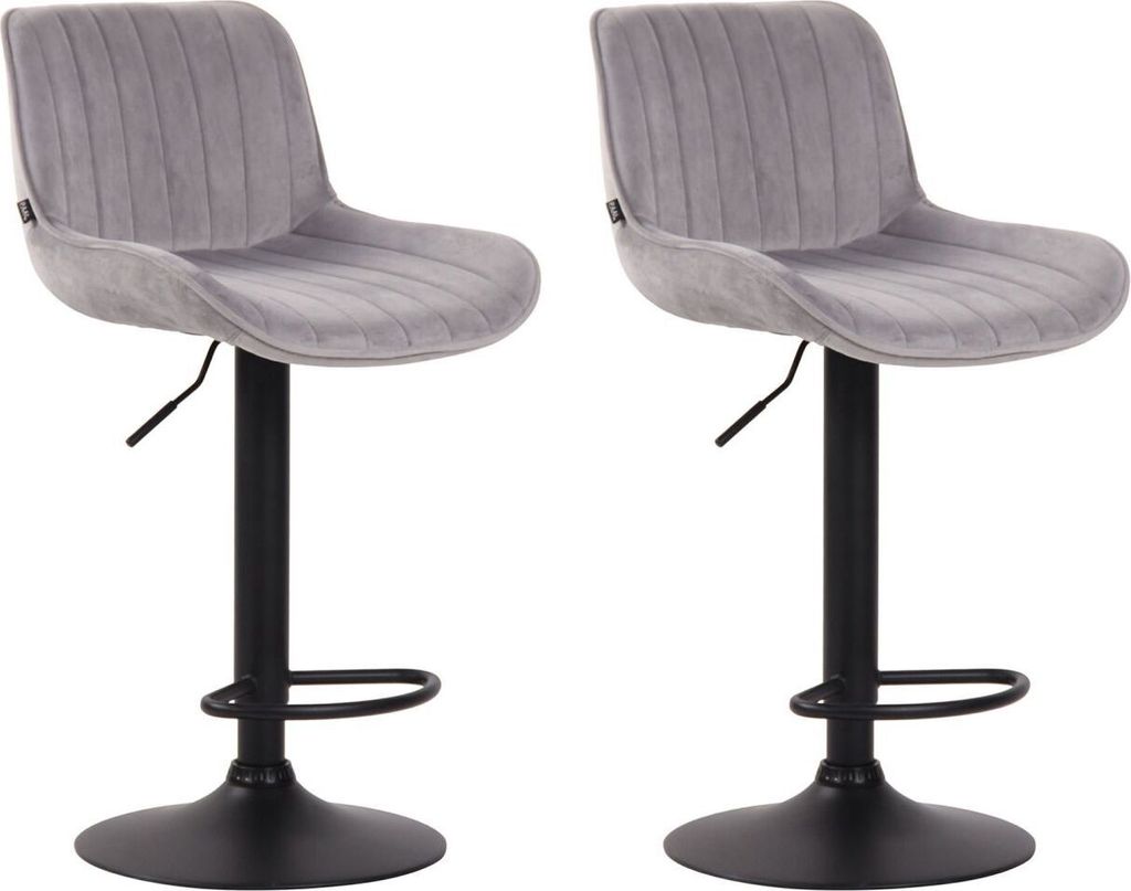 2er Set Barhocker Lentini Samt schwarz grau Produktbild 