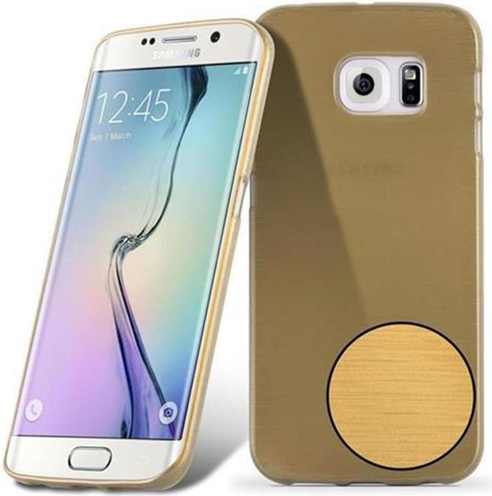 Cadorabo Hülle für Samsung Galaxy S6 EDGE Schutz Hülle in Gold Schutzhülle TPU Silikon Etui Case Cover