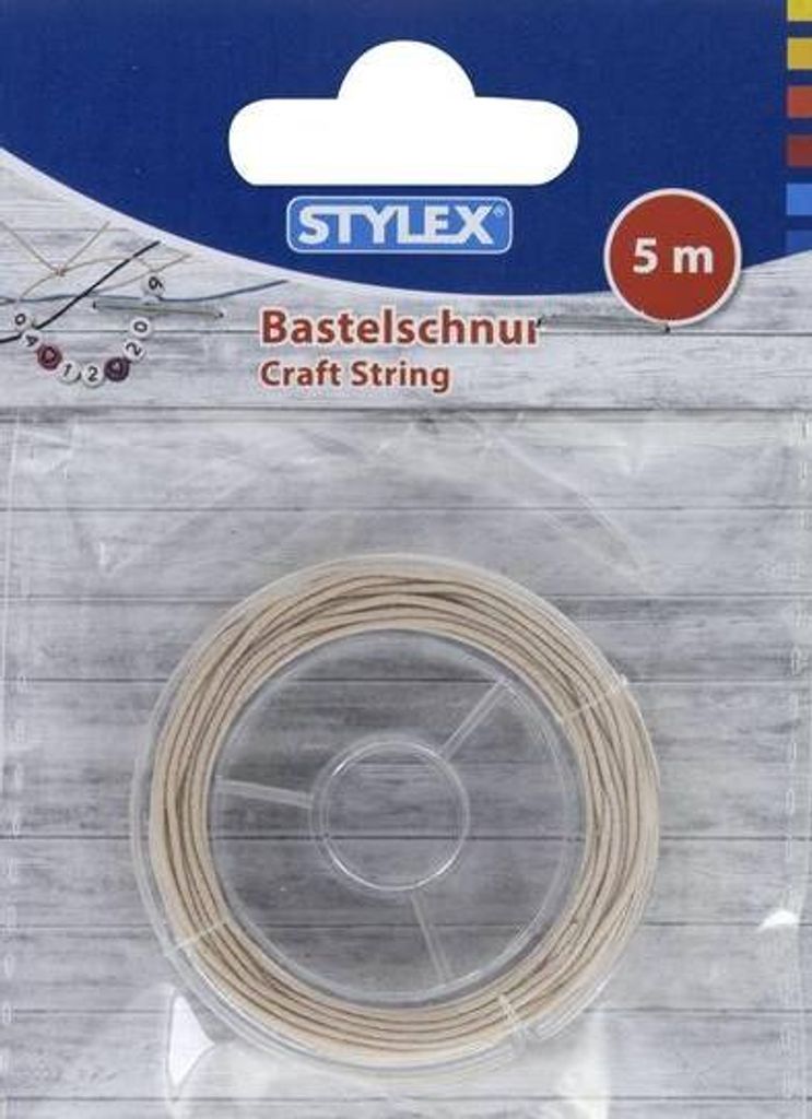 STYLEX Bastelschnur elastisch schwarz creme blau 5m 3fach sortiert Polybeutel