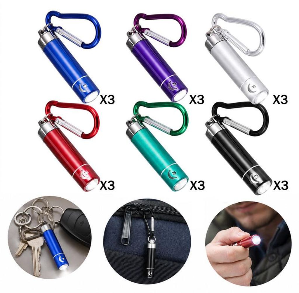 18 Stück Mini Taschenlampe Schlüsselanhänger, mehrfarbig, Produktbild 