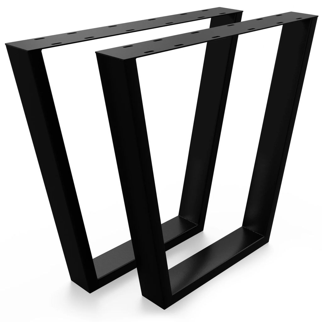 Tischbeine Metall V-Form 77x70 cm Schwarz – Stahl Tischgestell Industrial Esstisch Beine