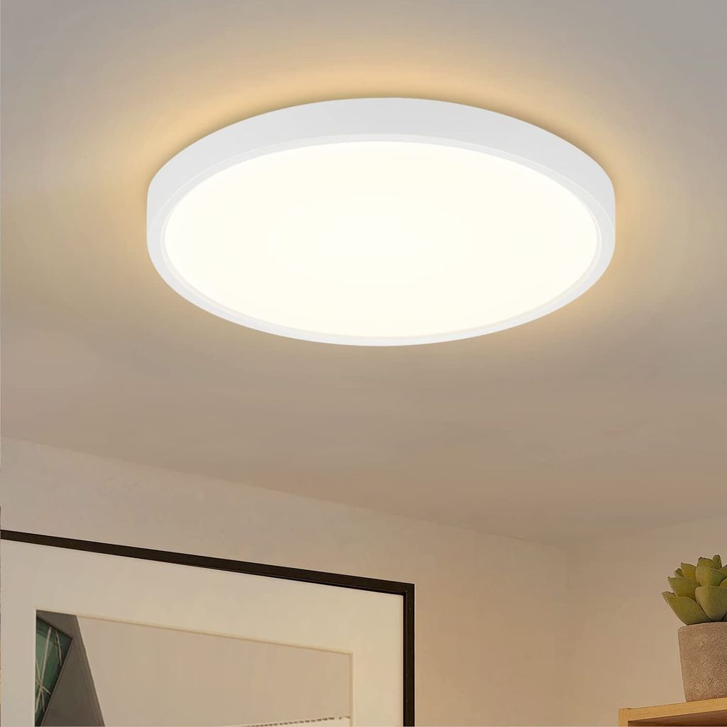 ZMH LED Deckenleuchte Weiß Flach Deckenlampe 22cm Warmweiß 15W Deckenbeleuchtung für Schlafzimmer Küche Flur