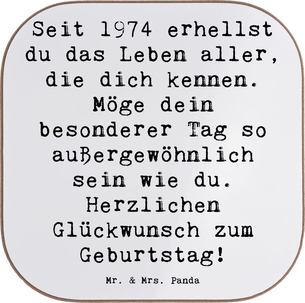 Mr. & Mrs. Panda Untersetzer Glas Spruch 1974 Geburtstag - Weiß - Geschenk, Jubiläum, Geschenkideen, Freundschaft, Glückwunsch, Gläser, Jahrgan...